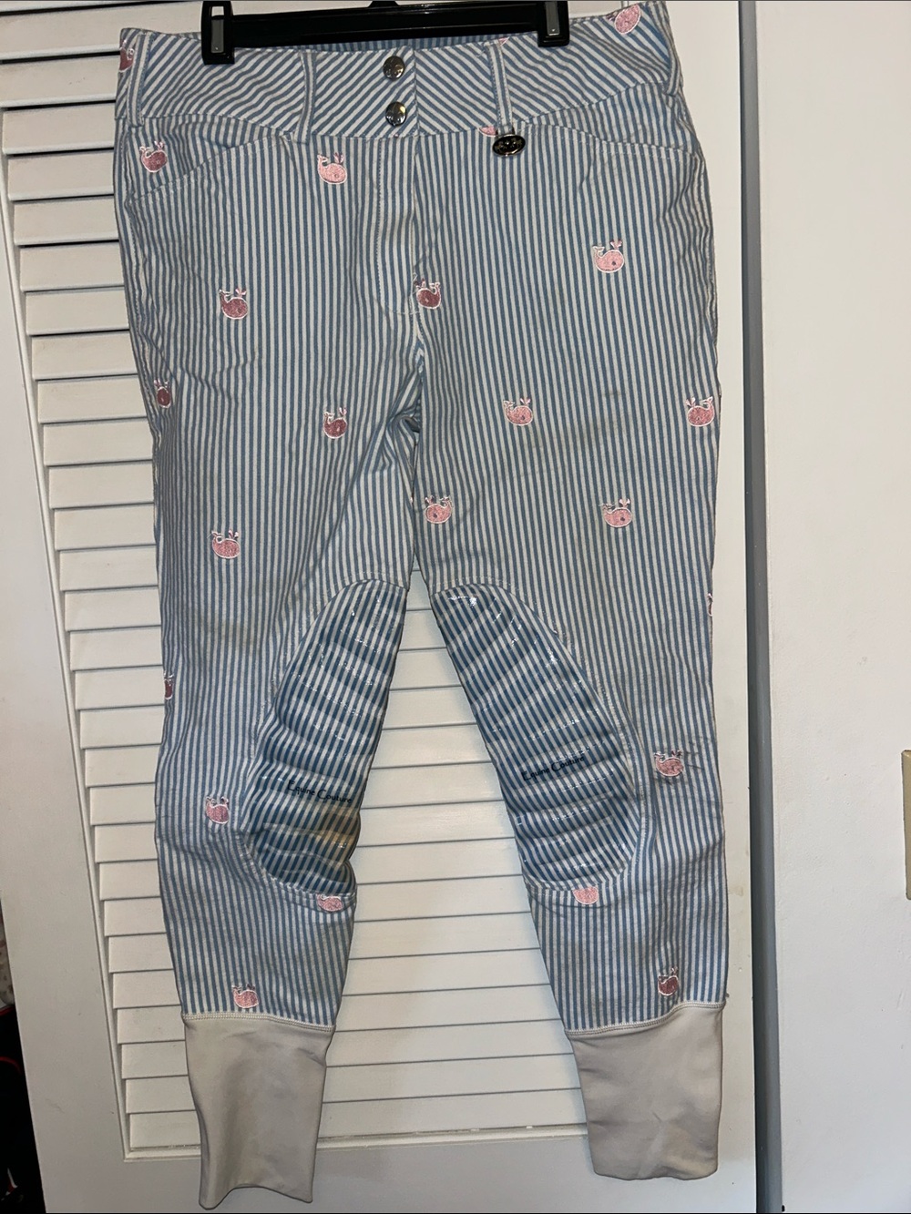 Women’s Riding Breeches Blue stripe with whales - size 30